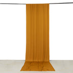 Gold 4 - Way Stretch Spandex Event Curtain Drapes, Wrinkle Free Backdrop Event Panel with Rod Pockets - 5ftx14ft - Bell Racket Store