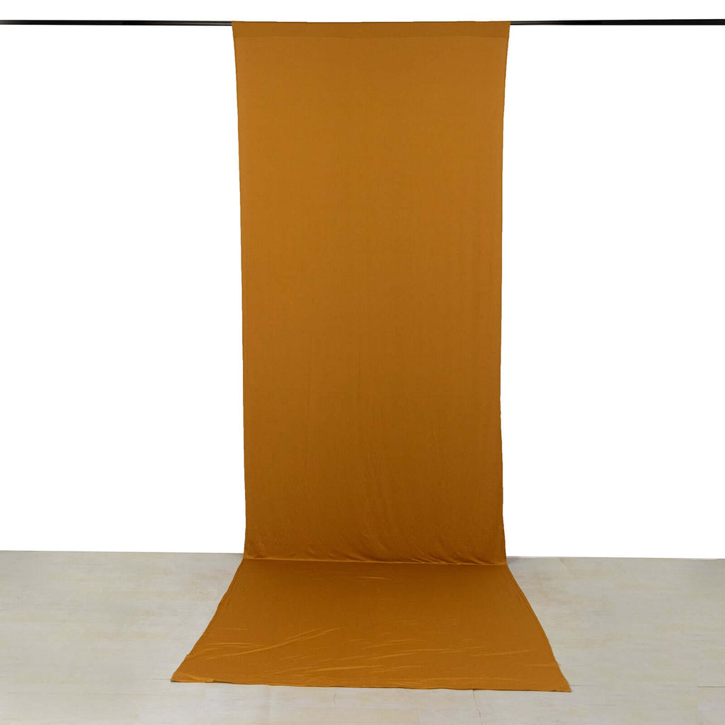 Gold 4 - Way Stretch Spandex Event Curtain Drapes, Wrinkle Free Backdrop Event Panel with Rod Pockets - 5ftx16ft - Bell Racket Store