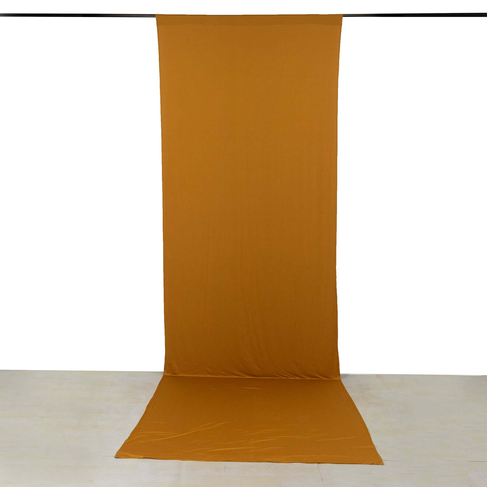 Gold 4 - Way Stretch Spandex Event Curtain Drapes, Wrinkle Free Backdrop Event Panel with Rod Pockets - 5ftx16ft - Bell Racket Store