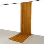 Gold 4 - Way Stretch Spandex Event Curtain Drapes, Wrinkle Free Backdrop Event Panel with Rod Pockets - 5ftx16ft - Bell Racket Store