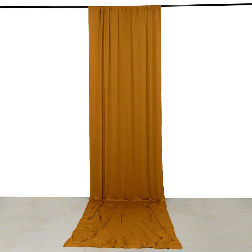 Gold 4 - Way Stretch Spandex Event Curtain Drapes, Wrinkle Free Backdrop Event Panel with Rod Pockets - 5ftx16ft - Bell Racket Store