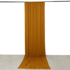 Gold 4 - Way Stretch Spandex Event Curtain Drapes, Wrinkle Free Backdrop Event Panel with Rod Pockets - 5ftx16ft - Bell Racket Store