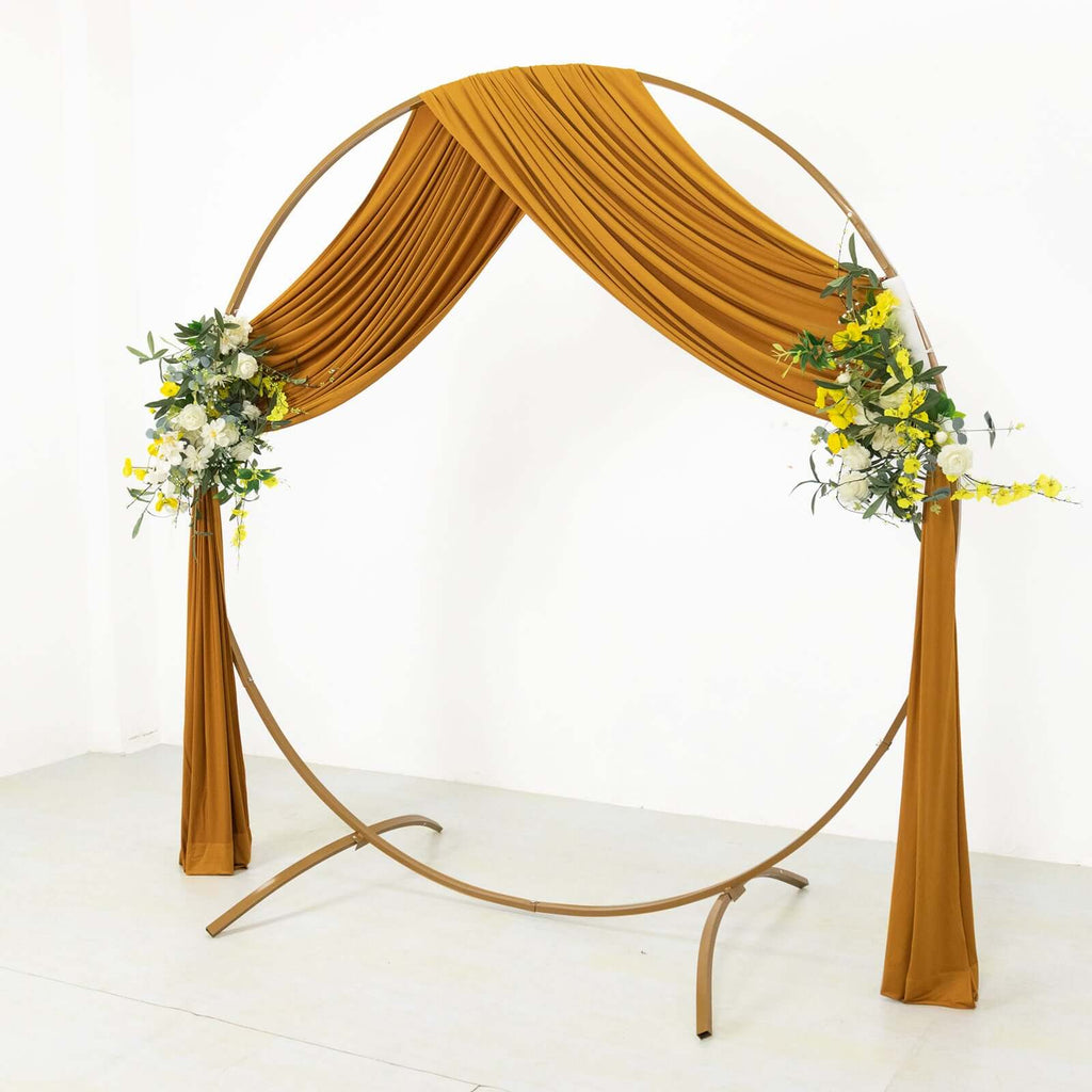 Gold 4 - Way Stretch Spandex Event Curtain Drapes, Wrinkle Free Backdrop Event Panel with Rod Pockets - 5ftx18ft - Bell Racket Store