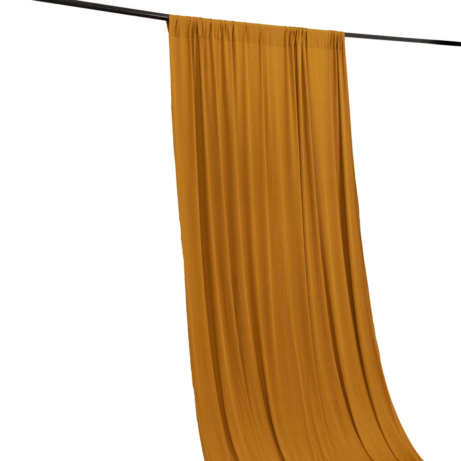 Gold 4 - Way Stretch Spandex Event Curtain Drapes, Wrinkle Free Backdrop Event Panel with Rod Pockets - 5ftx18ft - Bell Racket Store
