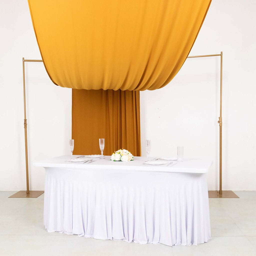 Gold 4 - Way Stretch Spandex Event Curtain Drapes, Wrinkle Free Backdrop Event Panel with Rod Pockets - 5ftx18ft - Bell Racket Store
