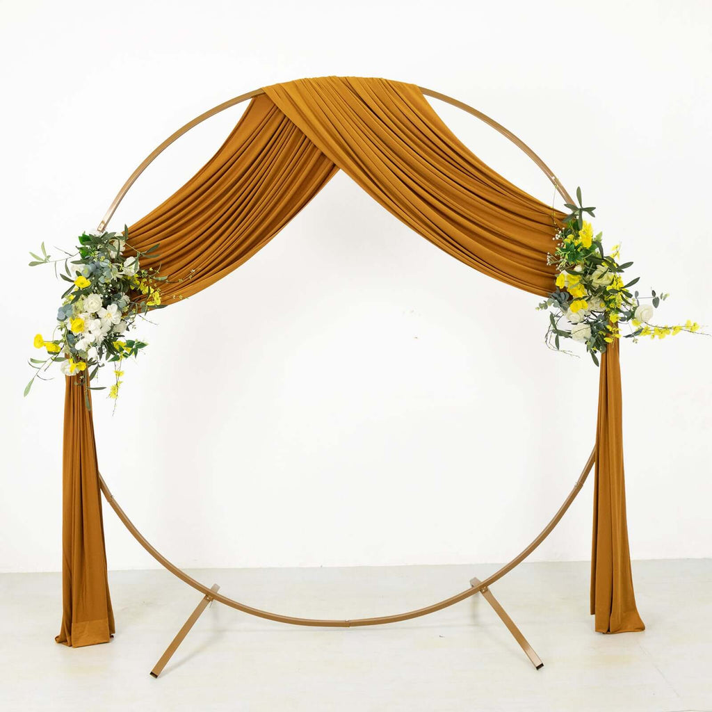 Gold 4 - Way Stretch Spandex Event Curtain Drapes, Wrinkle Free Backdrop Event Panel with Rod Pockets - 5ftx18ft - Bell Racket Store