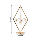 Gold 6 - Arm Acrylic Candelabra Centerpiece â€“ 45" Tall Diamond Frame Table DÃ©cor with Candle Holders - Bell Racket Store