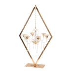 Gold 6 - Arm Acrylic Candelabra Centerpiece â€“ 45" Tall Diamond Frame Table DÃ©cor with Candle Holders - Bell Racket Store
