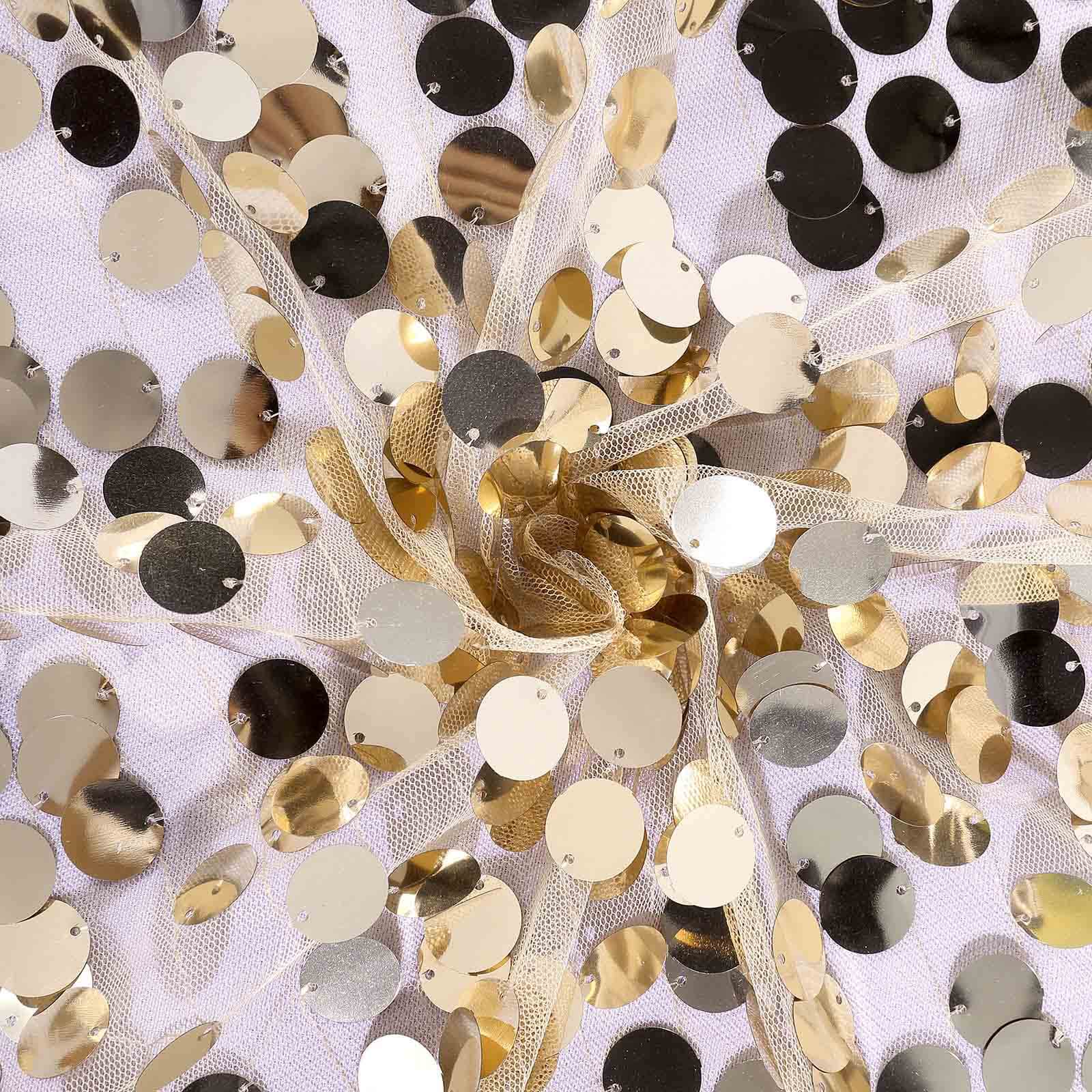 Sequin 72"x72" Table Overlay Square Tablecloth Champagne - Big Payette Table Cover