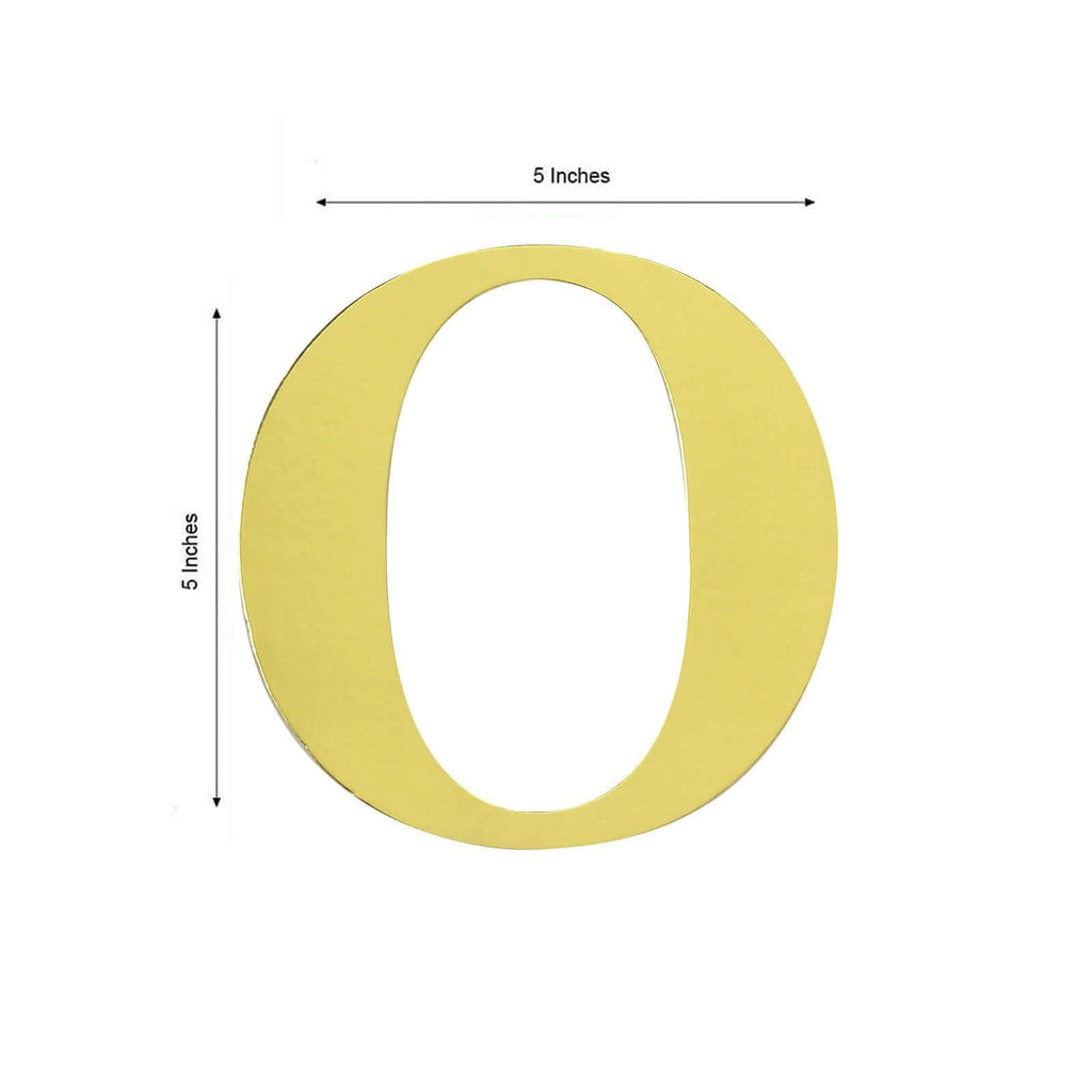 4 Pack 5" Metallic Gold Alphabet Stickers Banner, Customizable Stick on Gold Letters - O