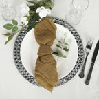 5 Pack Gauze Cheesecloth 24"x19" Napkins Gold Reusable Dinner Napkins for Boho Farmhouse Style Events
