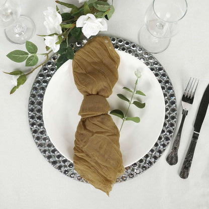 5 Pack Gauze Cheesecloth 24"x19" Napkins Gold Reusable Dinner Napkins for Boho Farmhouse Style Events