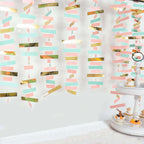 Gold, Blush and Turquoise Confetti - Like Paper Party Garland Streamer, Hanging Backdrop Decoration - 6.5ft - Bell Racket Store