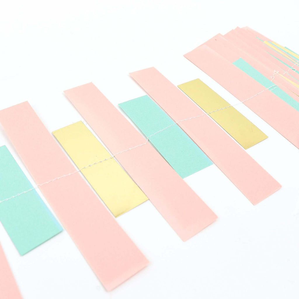 Gold, Blush and Turquoise Confetti - Like Paper Party Garland Streamer, Hanging Backdrop Decoration - 6.5ft - Bell Racket Store