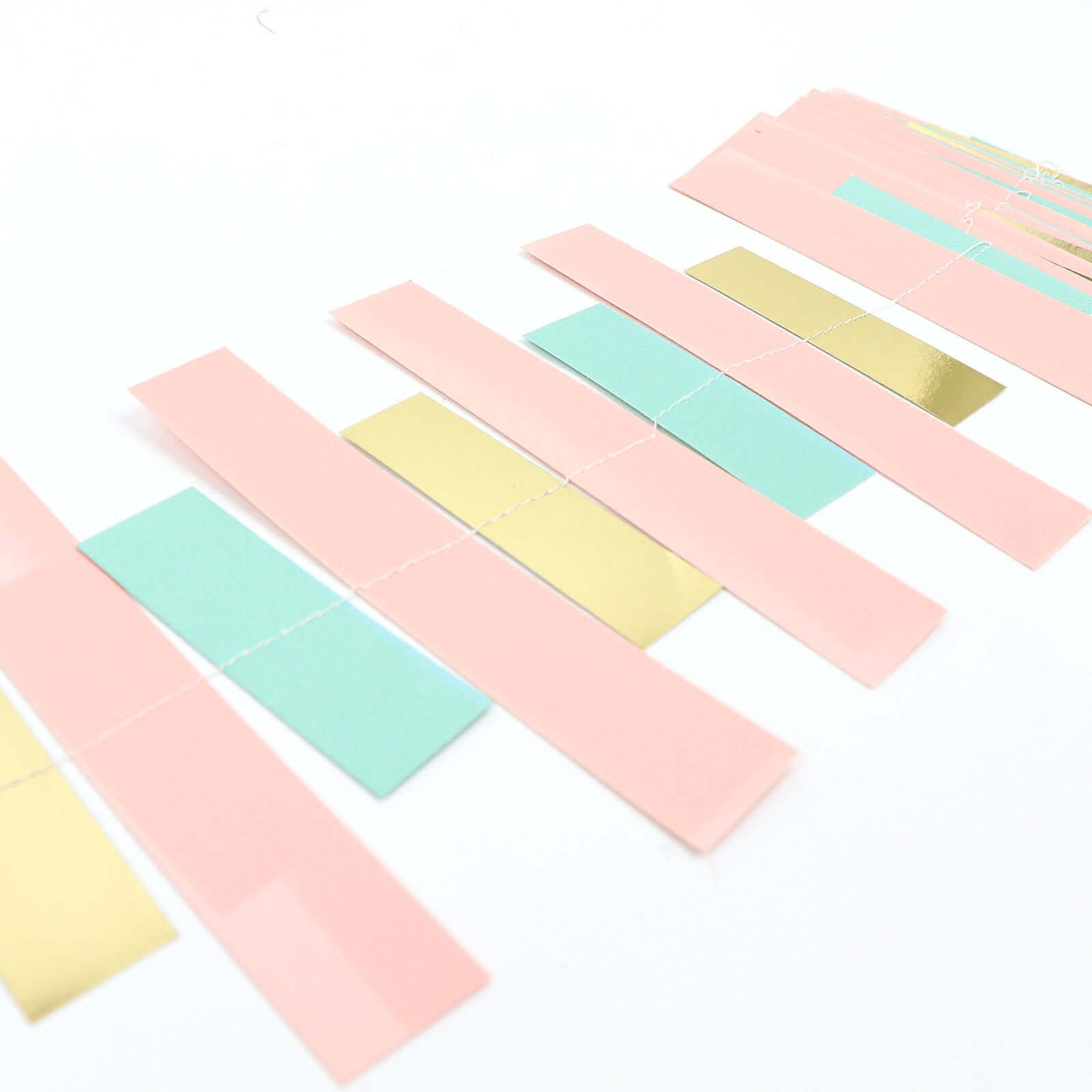 Gold, Blush and Turquoise Confetti - Like Paper Party Garland Streamer, Hanging Backdrop Decoration - 6.5ft - Bell Racket Store