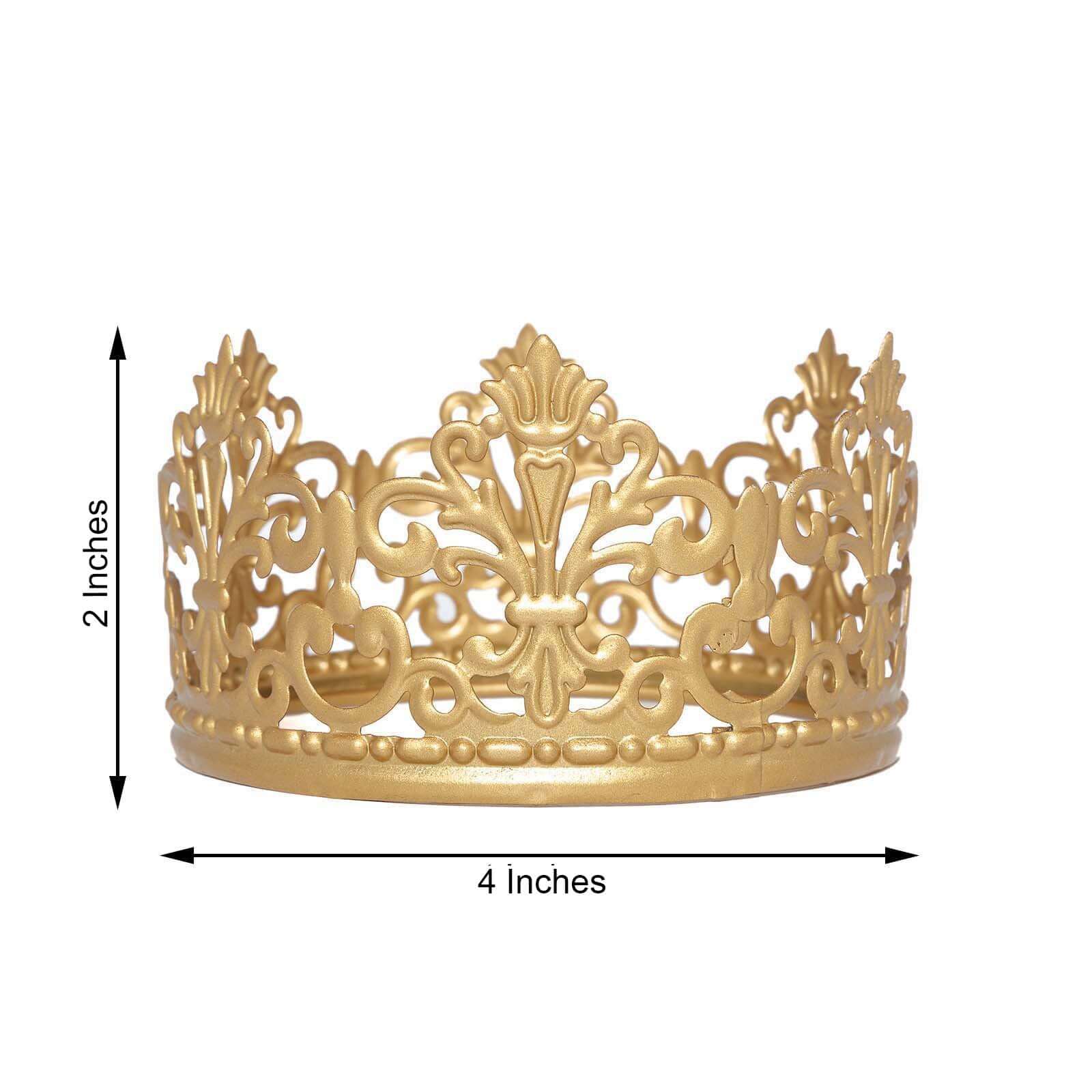 Metal Princess Crown Cake Topper Gold - Exquisite Cake Centerpiece Decor for QuinceaÃ±eras Bridal Showers & Fairytale-Themed Events 2"
