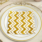 20-Pack Paper Dinner Napkins with Chevron Design Metallic Gold - Disposable 3 Ply Cocktail Napkins for Weddings