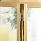 Stainless Steel Candle Lantern Crown Top Design Gold - Outdoor Metal Patio Lantern Centerpiece 14"