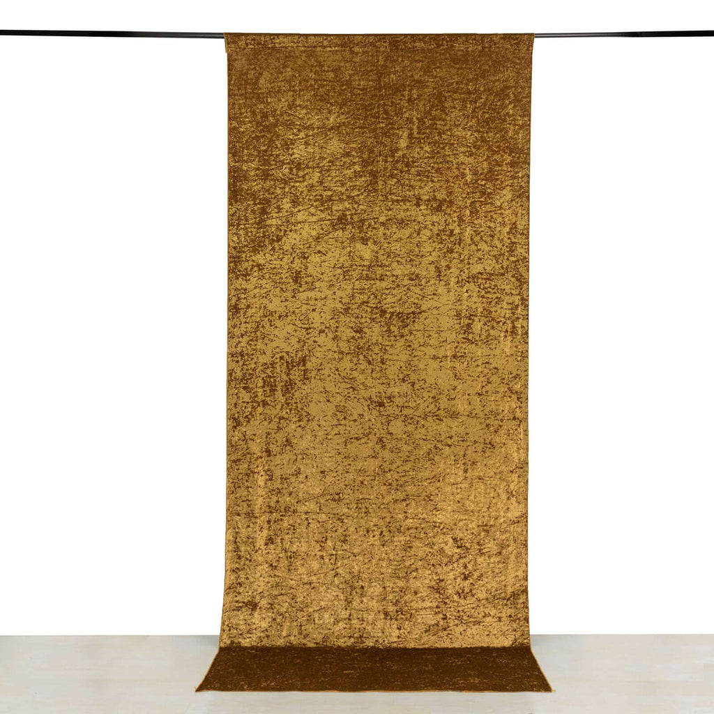Gold Crushed Velvet Backdrop Curtain â€“ 5ft x 12ft Event Drape with Rod Pocket, Privacy Panel for Photo Booths & Events - Bell Racket Store
