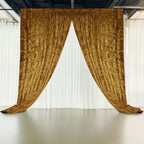 Gold Crushed Velvet Backdrop Curtain â€“ 5ft x 12ft Event Drape with Rod Pocket, Privacy Panel for Photo Booths & Events - Bell Racket Store
