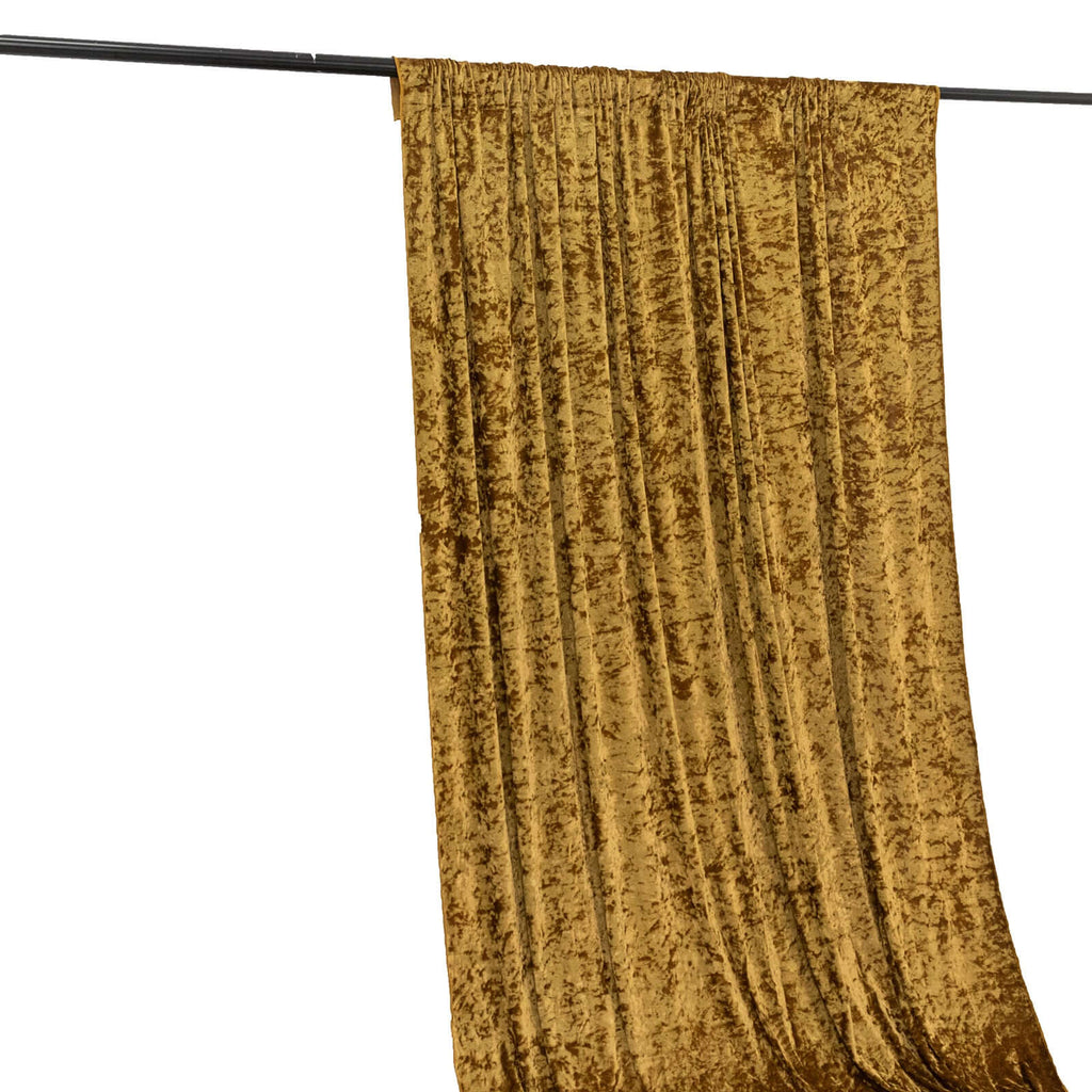 Gold Crushed Velvet Backdrop Curtain â€“ 5ft x 12ft Event Drape with Rod Pocket, Privacy Panel for Photo Booths & Events - Bell Racket Store