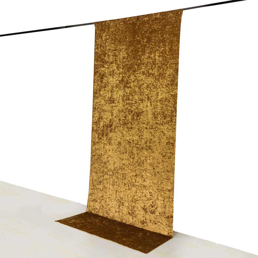 Gold Crushed Velvet Backdrop Curtain â€“ 5ft x 12ft Event Drape with Rod Pocket, Privacy Panel for Photo Booths & Events - Bell Racket Store