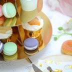 3-Tier Cardboard Cupcake Stand Metallic Gold - Reusable Dessert Table Display Tower for Classy Birthday Wedding Party Decoration 14"