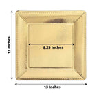 10-Pack Disposable Square Charger Plates in Gold with Leather Like Texture - 1100GSM Durable Paper Chargers 13"