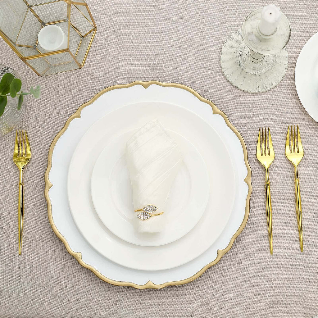 24-Pack Plastic Forks Modern Flatware Gold - Premium Heavy Duty Disposable Silverware 8"