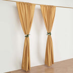 2 Pack Gold Polyester Event Curtain Drapes, 10ftx8ft Backdrop Event Panels With Rod Pockets 130 GSM