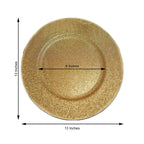 6-Pack Acrylic Plastic Round Charger Plates 13" in Gold with Dust Free Glitter Finish, Decorative Dinner Party Charger Tableware