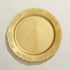 10-Pack Plastic 10" Round Dinner Plates Gold Embossed Scalloped Edge - Chic Disposable Party Plates for Special Occasions & Banquets