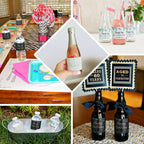 24 Pack Rustic Water Bottle Labels Wood Print with Gold Floral Frame "Thank You" Waterproof Bottle Stickers