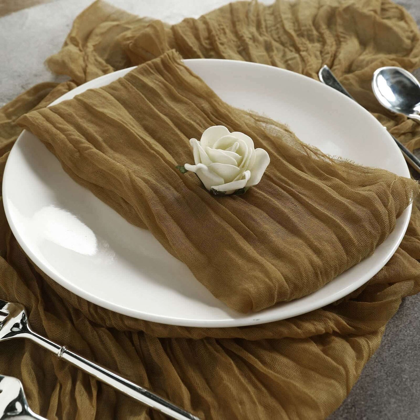 5 Pack Gauze Cheesecloth 24"x19" Napkins Gold Reusable Dinner Napkins for Boho Farmhouse Style Events