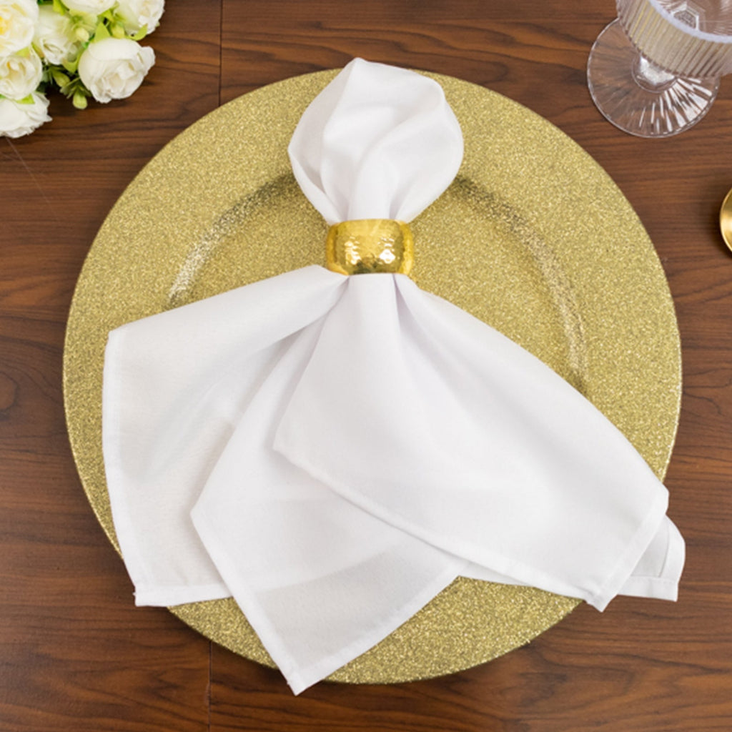 6-Pack Acrylic Plastic Round Charger Plates 13" in Gold with Dust Free Glitter Finish, Decorative Dinner Party Charger Tableware