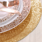 6-Pack Placemats Glitter Design Champagne Sparkle Round - Non-Slip Decorative Dining Table Mats 13"