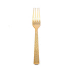 24-Pack Plastic Forks with Hammered Style Gold - Heavy Duty Disposable Silverware 7"