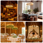 Gold Hanging Metal Floral Chandelier Frame - 24" Circular Lighting, Candle and Floral Display Base - Bell Racket Store