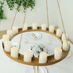 Gold Hanging Metal Floral Chandelier Frame - 32" Circular Lighting, Candle and Floral Display Base - Bell Racket Store