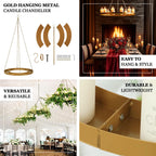 Gold Hanging Metal Floral Chandelier Frame - 32" Circular Lighting, Candle and Floral Display Base - Bell Racket Store