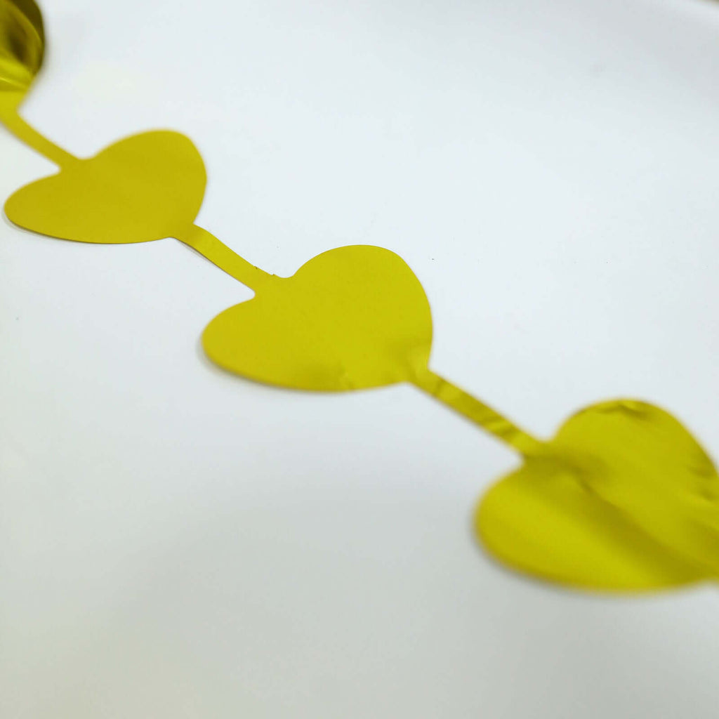 Gold Heart Chain Foil Fringe Curtain Party Backdrop, Metallic Gold Tinsel Streamer Party Decor - Door Window Foil Curtain - 3ftx6.5ft - Bell Racket Store