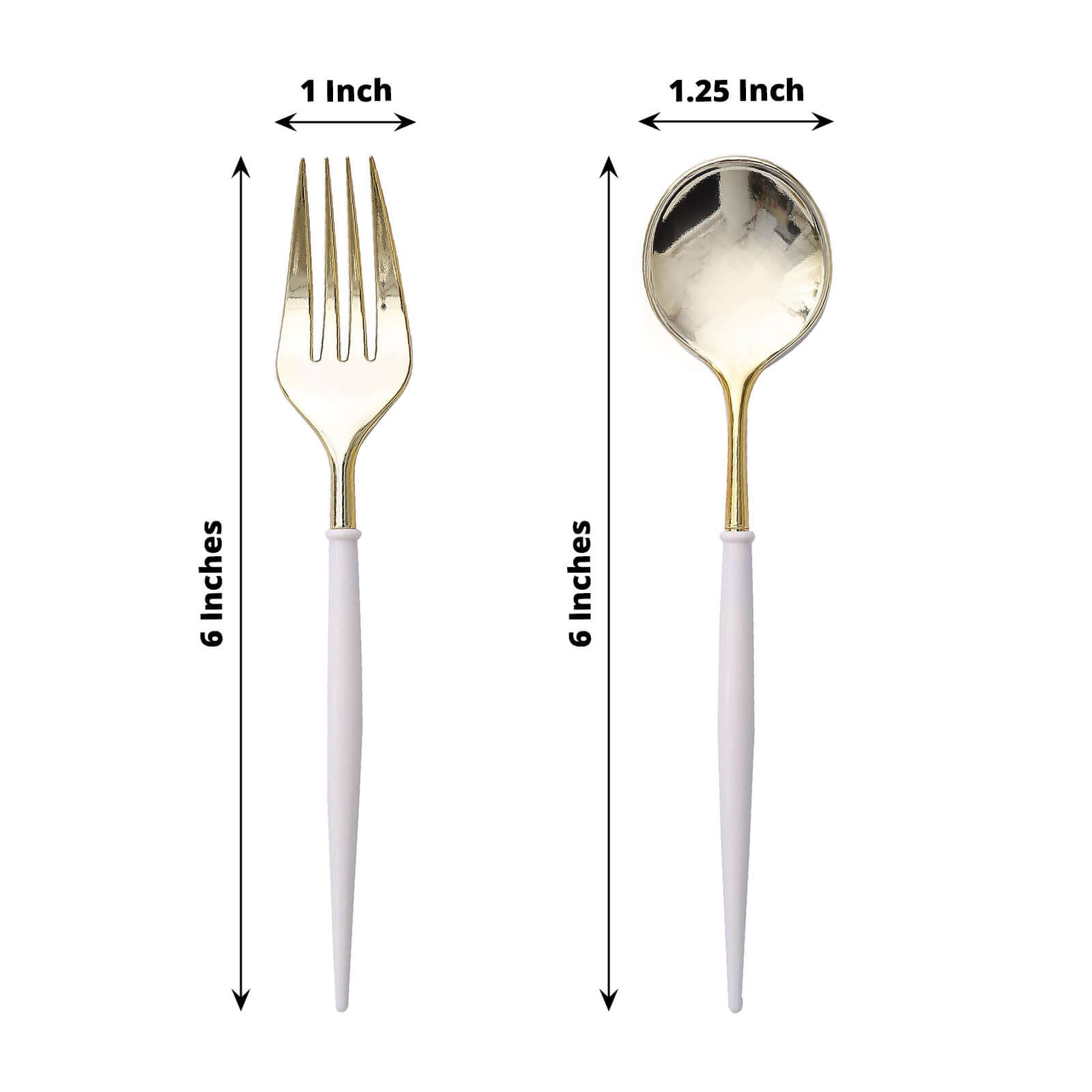 24-Pack Plastic Fork and Spoon Set Gold/Ivory - Heavy Duty Disposable Modern Utensils 6"