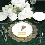 6-Pack Dining Table Mats Floral Lace Design Gold - Vinyl Non-Slip Surface with Vintage Appeal 15"
