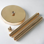 3 Pcs Gold Metal Chandelier Lamp Stand Poles and Base, Decorative Lamp Frame Accessories