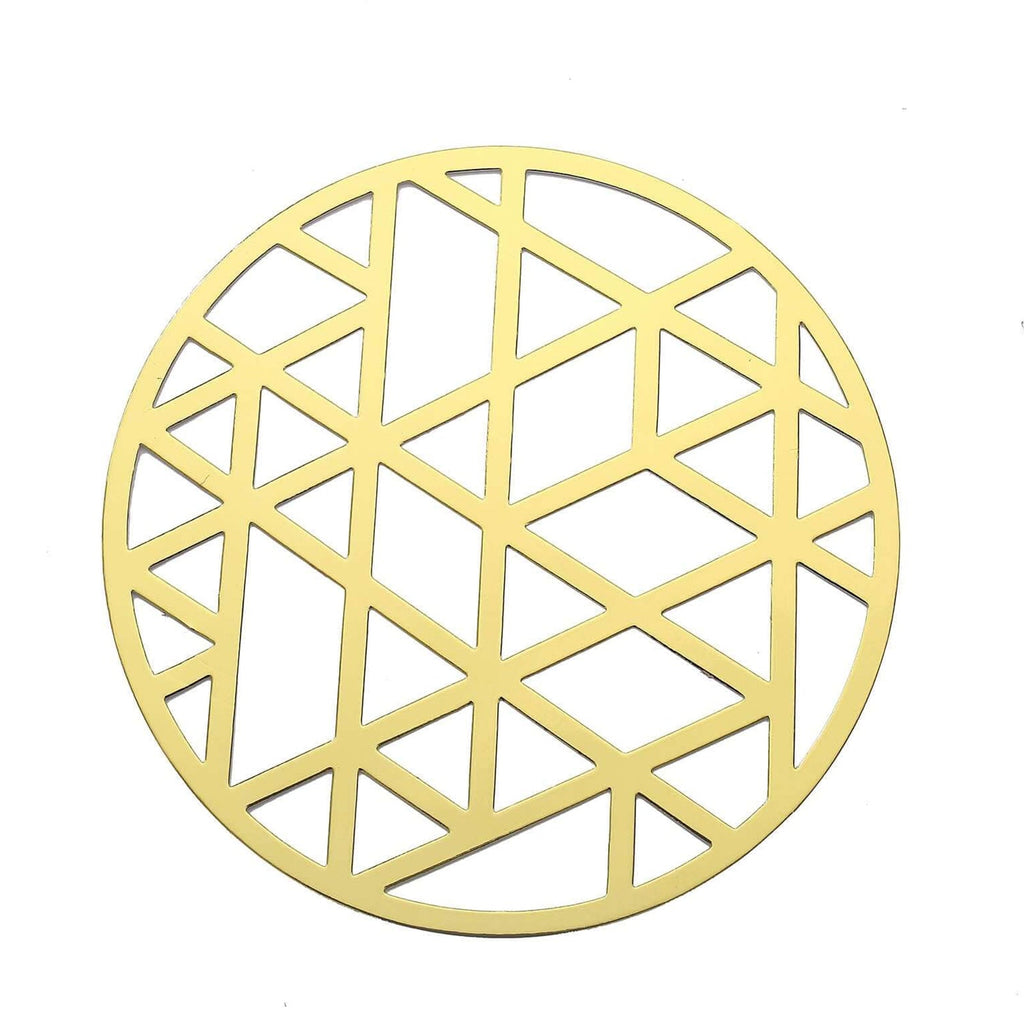 6-Pack Disposable Table Placemats in Metallic Gold Laser Cut Geometric Triangle Design - 700GSM Cardboard Placemats for Glamorous Table Settings 13"