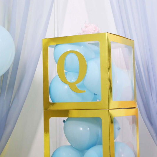 4-Pack Stickers Banner Custom Alphabet "Q" Design Gold - Text Stick-On Decorative Letters 5"