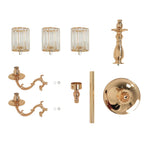 Gold Metal 3 - Arm Candelabra with Crystal Pendant Glass Shades â€“ 34" Tall Candle Holder for Pillar, LED, and Flameless Candles - Bell Racket Store