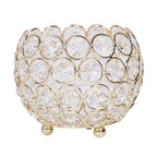 Crystal Beaded Metal Votive Tealight Holder Round Gold - Chic Multipurpose Table Vase for Events 4"