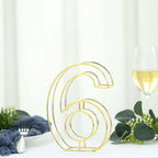 8" Tall Gold Freestanding 3D Decorative Metal Wire Numbers, Wedding Table Numbers -6
