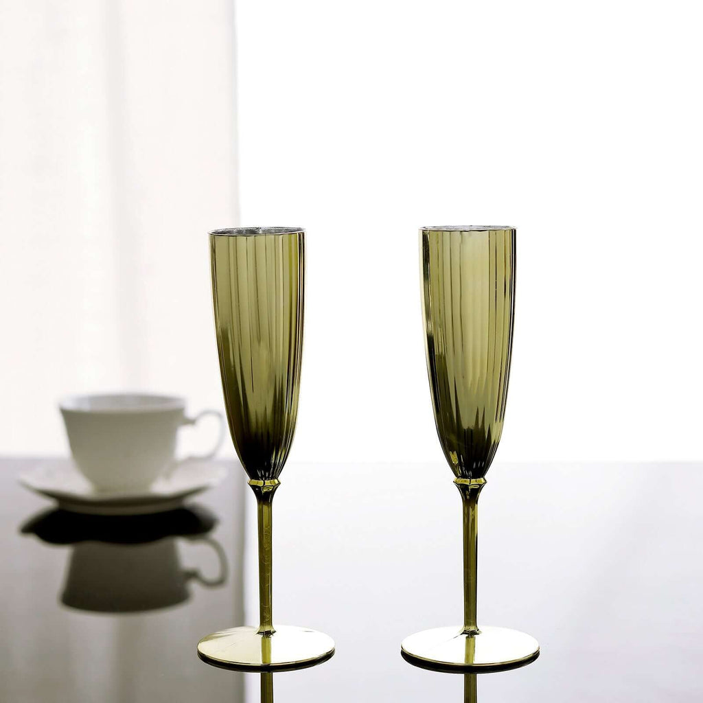 6-Pack Plastic Champagne Flutes in Metallic Gold - Classy Disposable Champagne Glasses for Toasting & Cocktail Parties 5oz